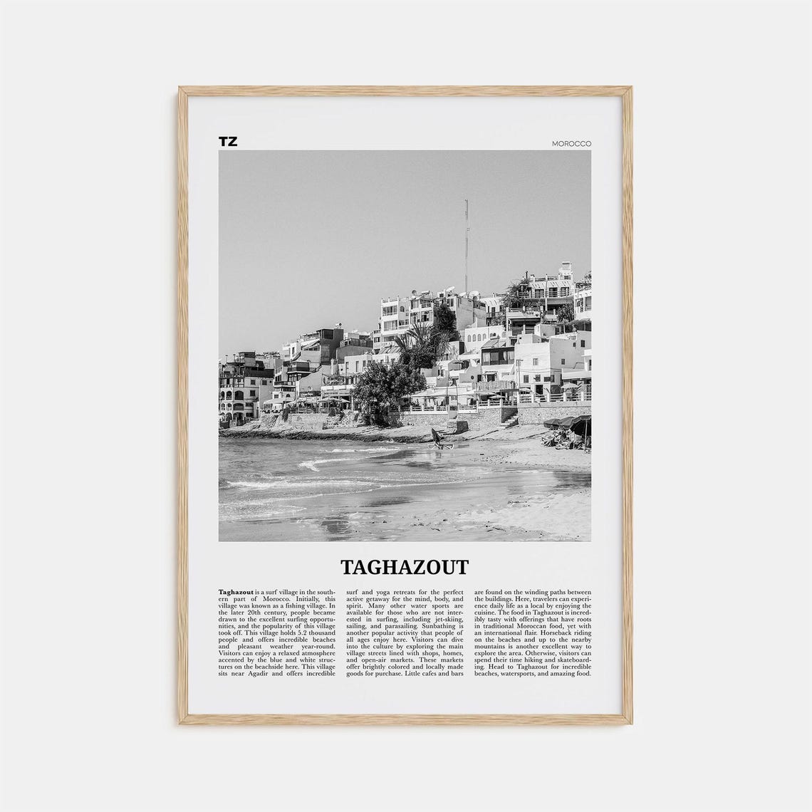 Taghazout Black and White Travel Poster, Morocco