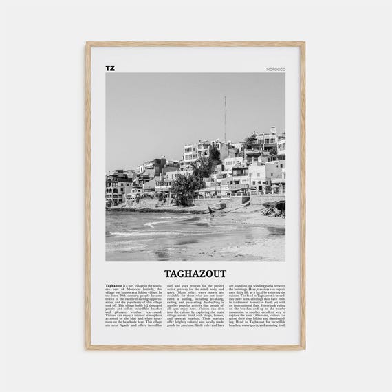 Taghazout Black and White Travel Poster, Morocco