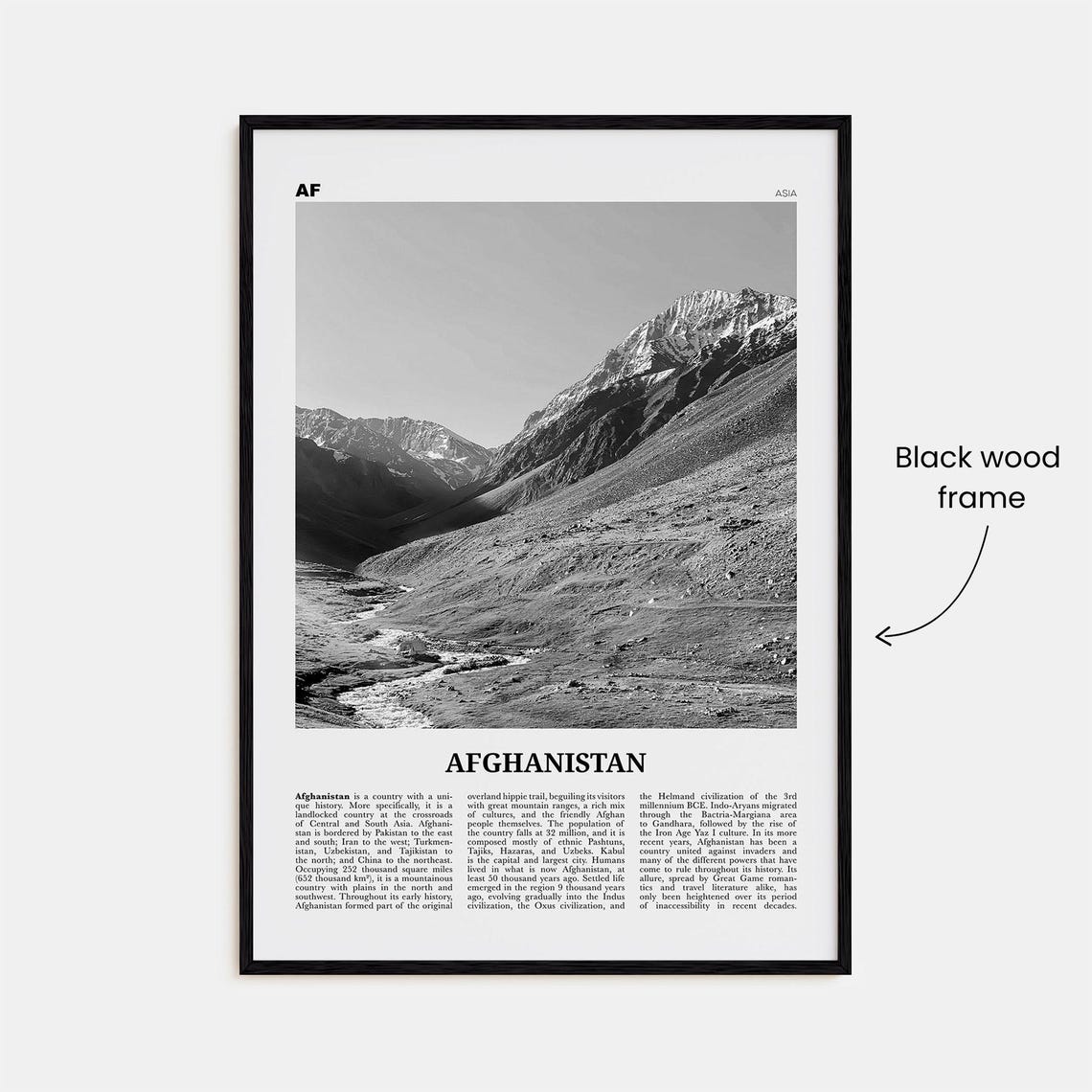 Afghanistan Black and White No 1 Art Print - Image 3
