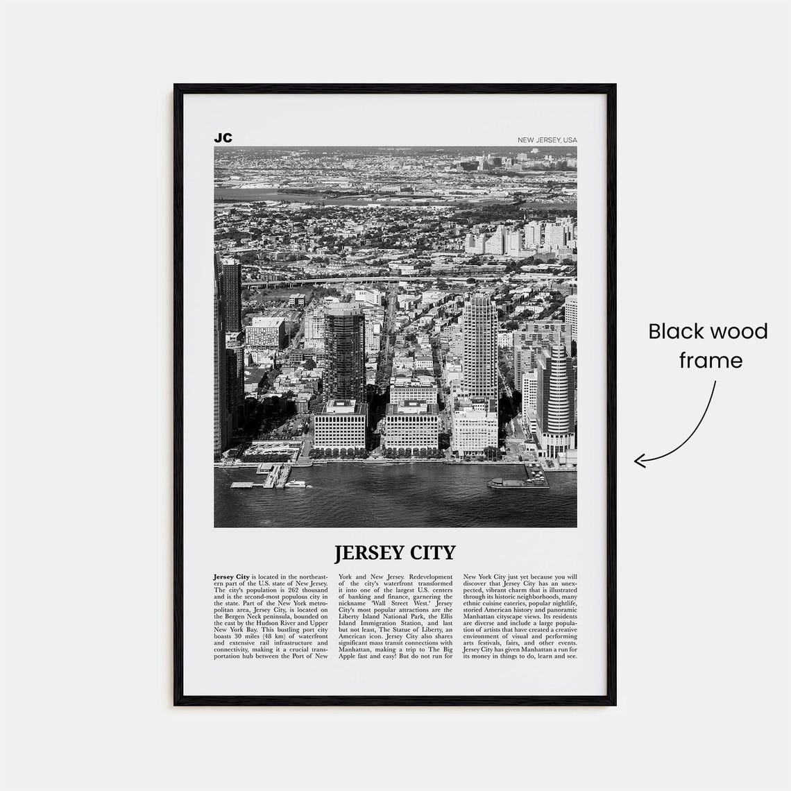 Jersey City Black and White Travel Poster, No 1 - Image 3