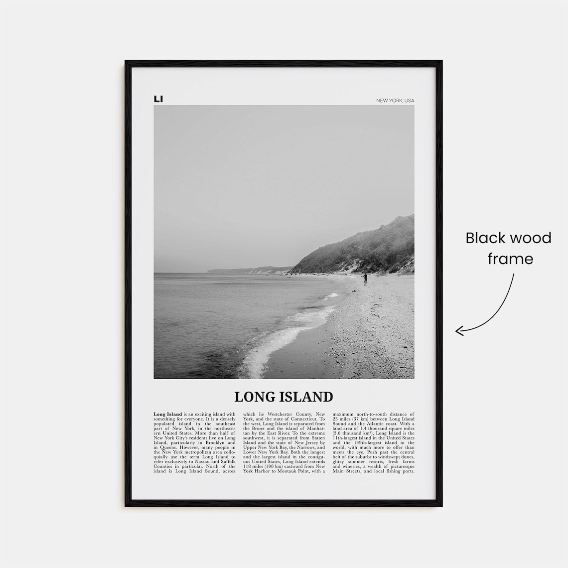 Long Island Black And White No. 2 Travel Poster - Image 3