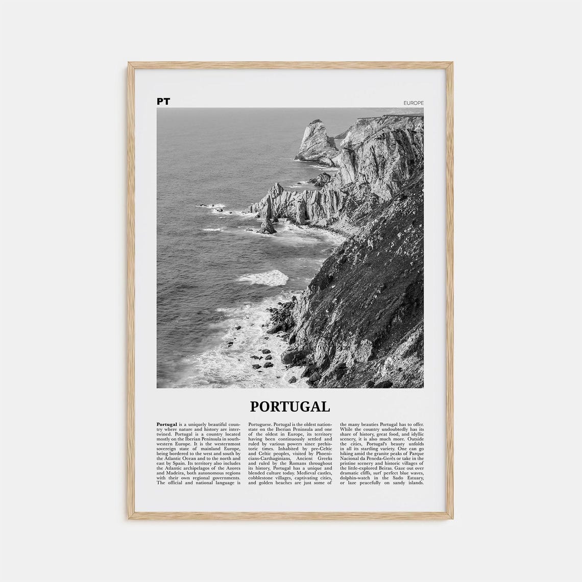 Portugal Black and White Wall Art Print, Lisbon