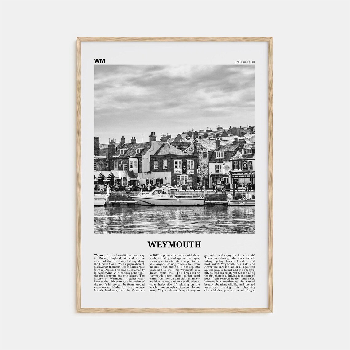 Weymouth Print Black And White Weymouth Wall Art Weymouth Poster Weymouth Photo Weymouth Wall Dcor England Uk United Kingdom