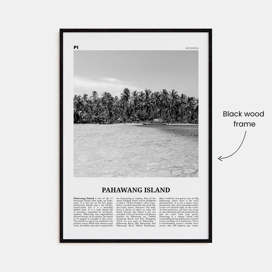 Pahawang Island Print Black And White Pahawang Island Wall Art Pahawang Island Poster Pahawang Island Photo Lampung Indonesia - Image 3