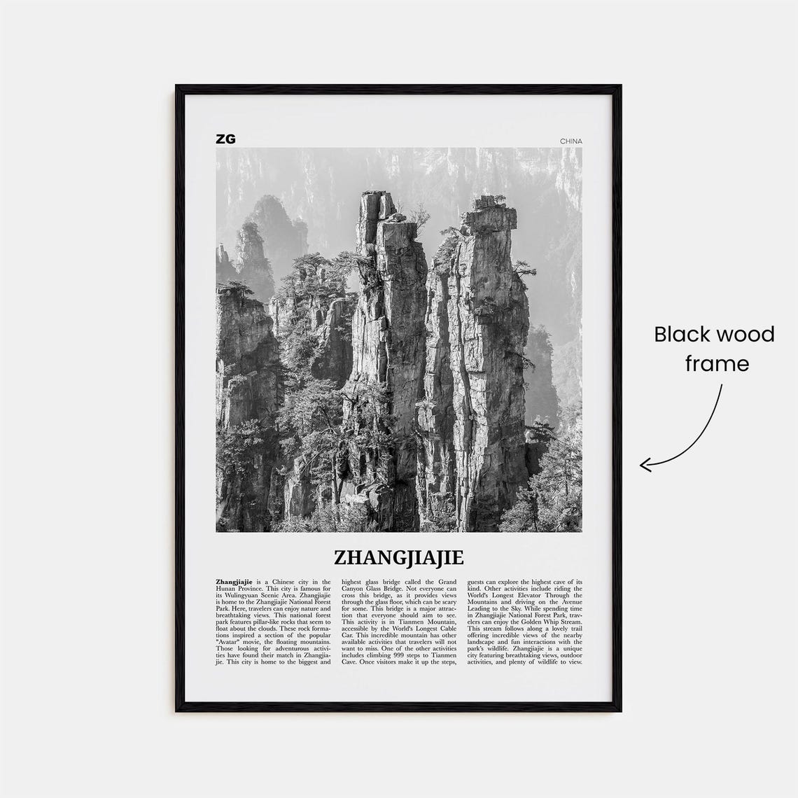 Zhangjiajie Print Black And White Zhangjiajie Wall Art Zhangjiajie Poster Zhangjiajie Photo Zhangjiajie Wall Dcor Zhangjiajie Map - Image 3