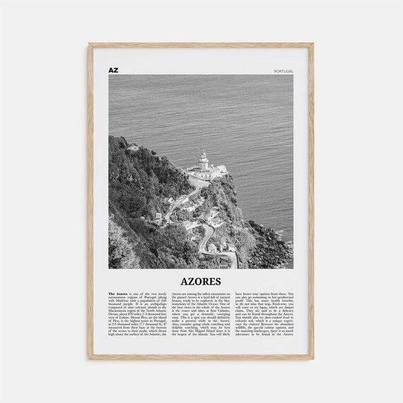 Azores, Portugal Black And White Travel Poster