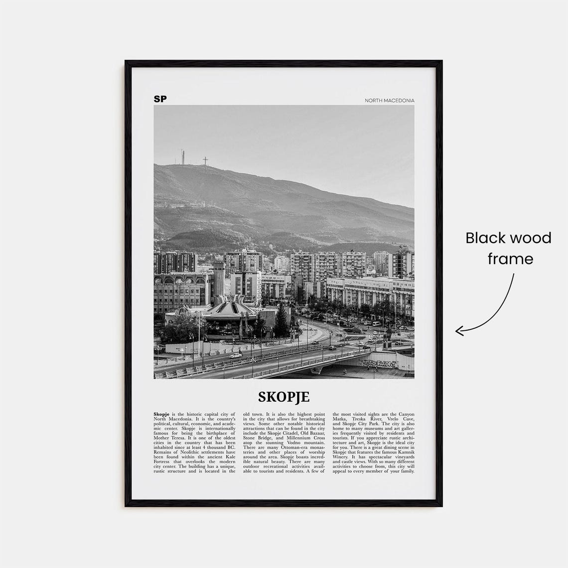 Skopje Print Black And White Skopje Wall Art Skopje Poster Skopje Photo Skopje Wall Dcor North Macedonia Shkup - Image 3