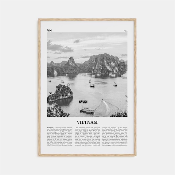 Vietnam Black And White Travel Poster, Hanoi, Asia