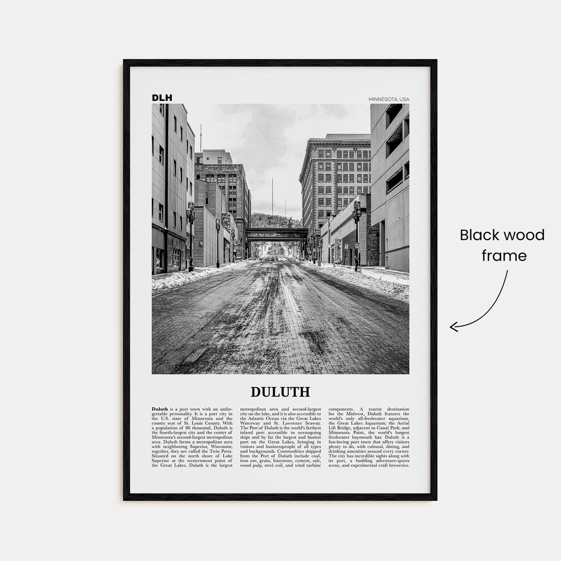 Duluth Black and White Travel Poster, Minnesota - Image 3