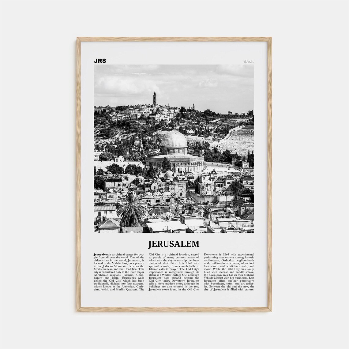 Jerusalem Black and White Art Print, Israel Middle East