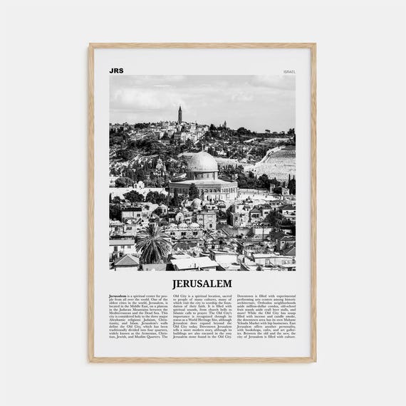Jerusalem Black and White Art Print, Israel Middle East