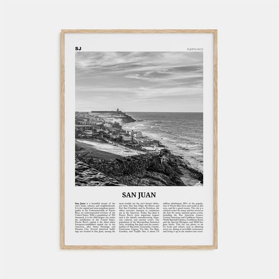 San Juan Black and White Travel Poster, Puerto Rico