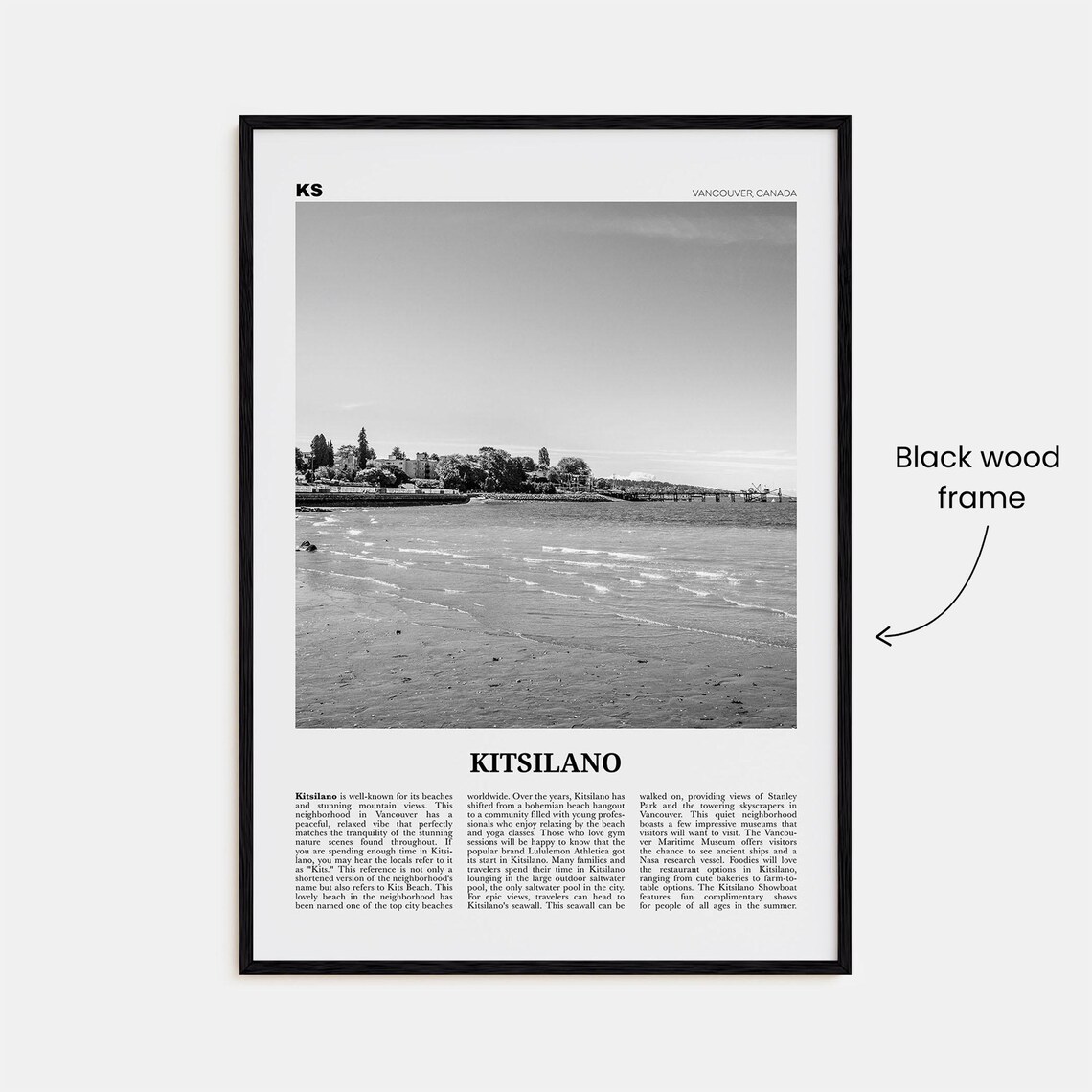 Kitsilano Map, Black and White Vancouver Travel Poster - Image 3