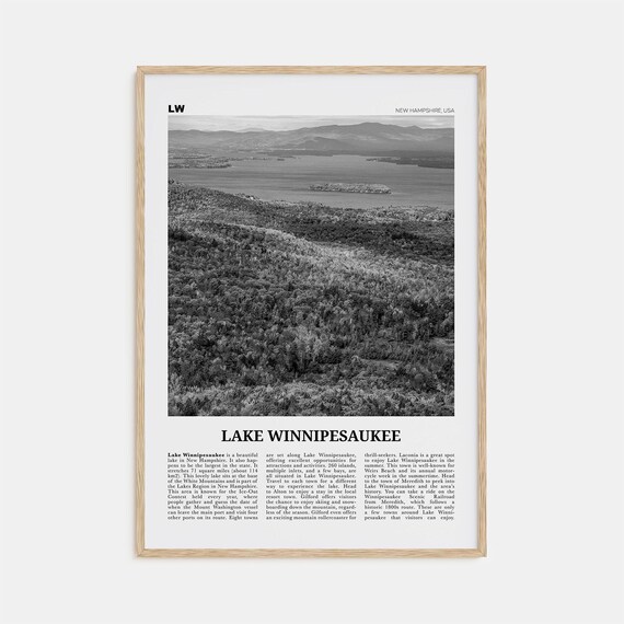 Lake Winnipesaukee Black and White Travel Poster