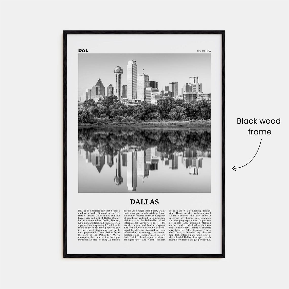 Dallas Black and White No. 1 Travel Poster - Image 3