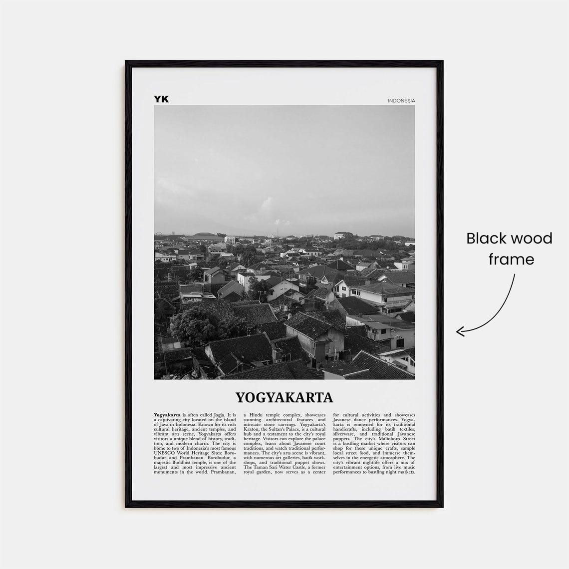 Yogyakarta Print Black And White Yogyakarta Wall Art Yogyakarta Poster Yogyakarta Photo Yogyakarta Wall Dcor Yogyakarta Map Indonesia - Image 3