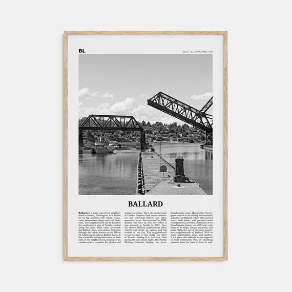 Ballard, Washington Black and White Travel Poster