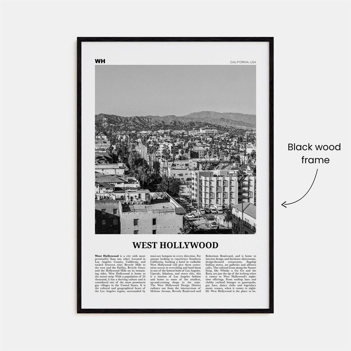 West Hollywood Black and White Travel Poster - Image 3