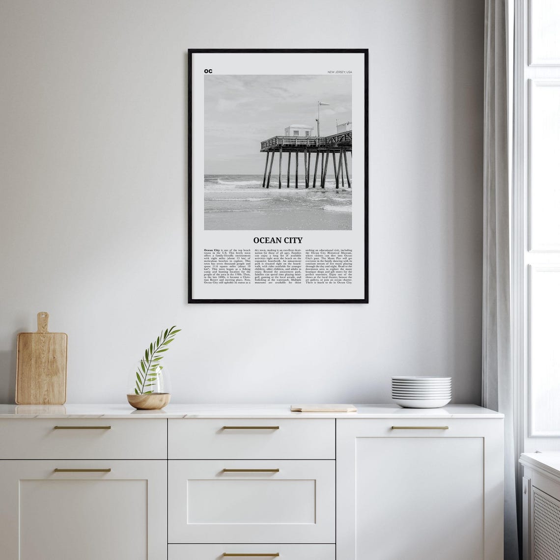 Ocean City Print Black And White New Jersey No 2 Ocean City Wall Art Ocean City Poster Ocean City Photo Ocean City Wall Dcor Usa - Image 2