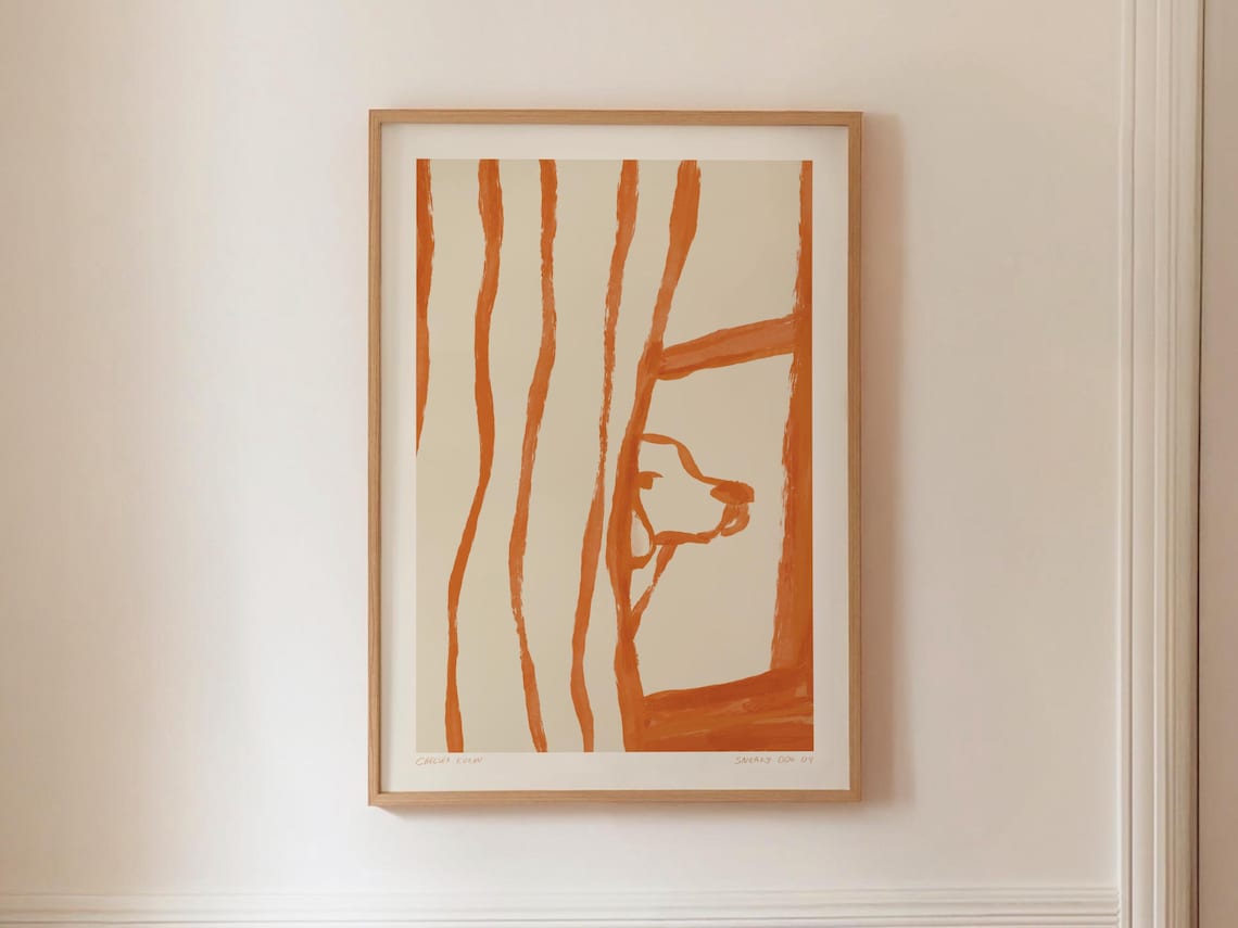 Sneaky Dog 04, Eclectic Living Room Art Print