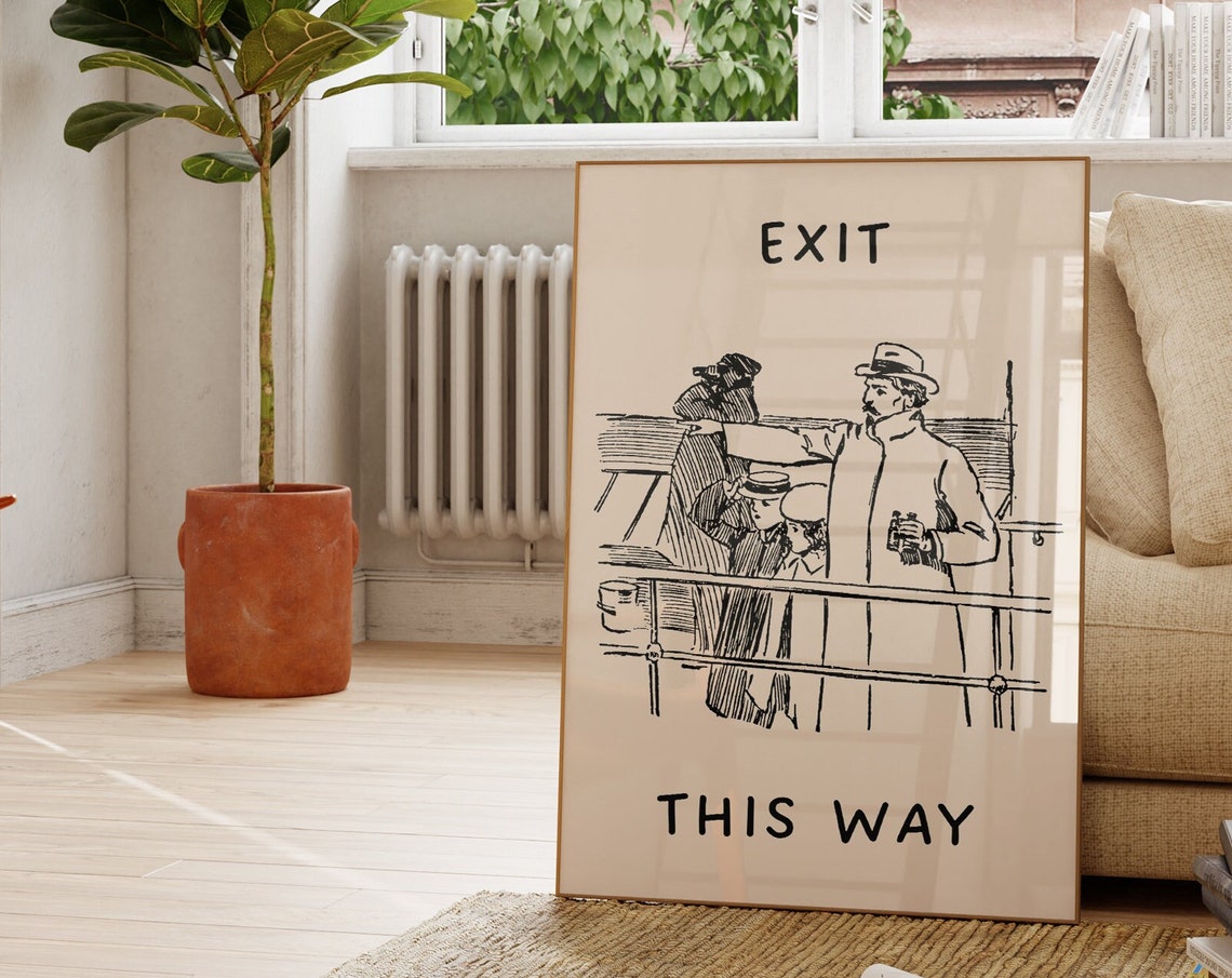 Exit This Way Vintage Sailor Sketch Poster Funny Direction Sign