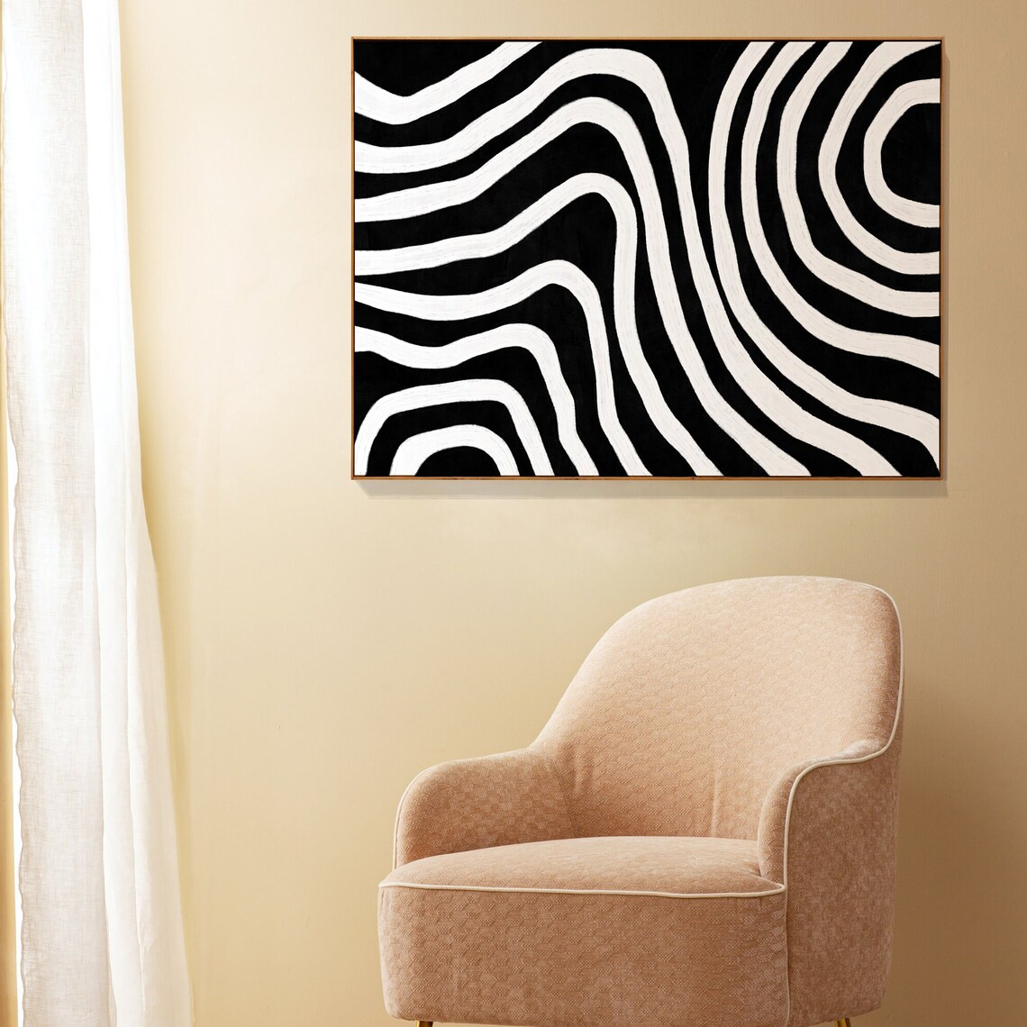 Abstract Wavy Lines - Black And White - Image 2