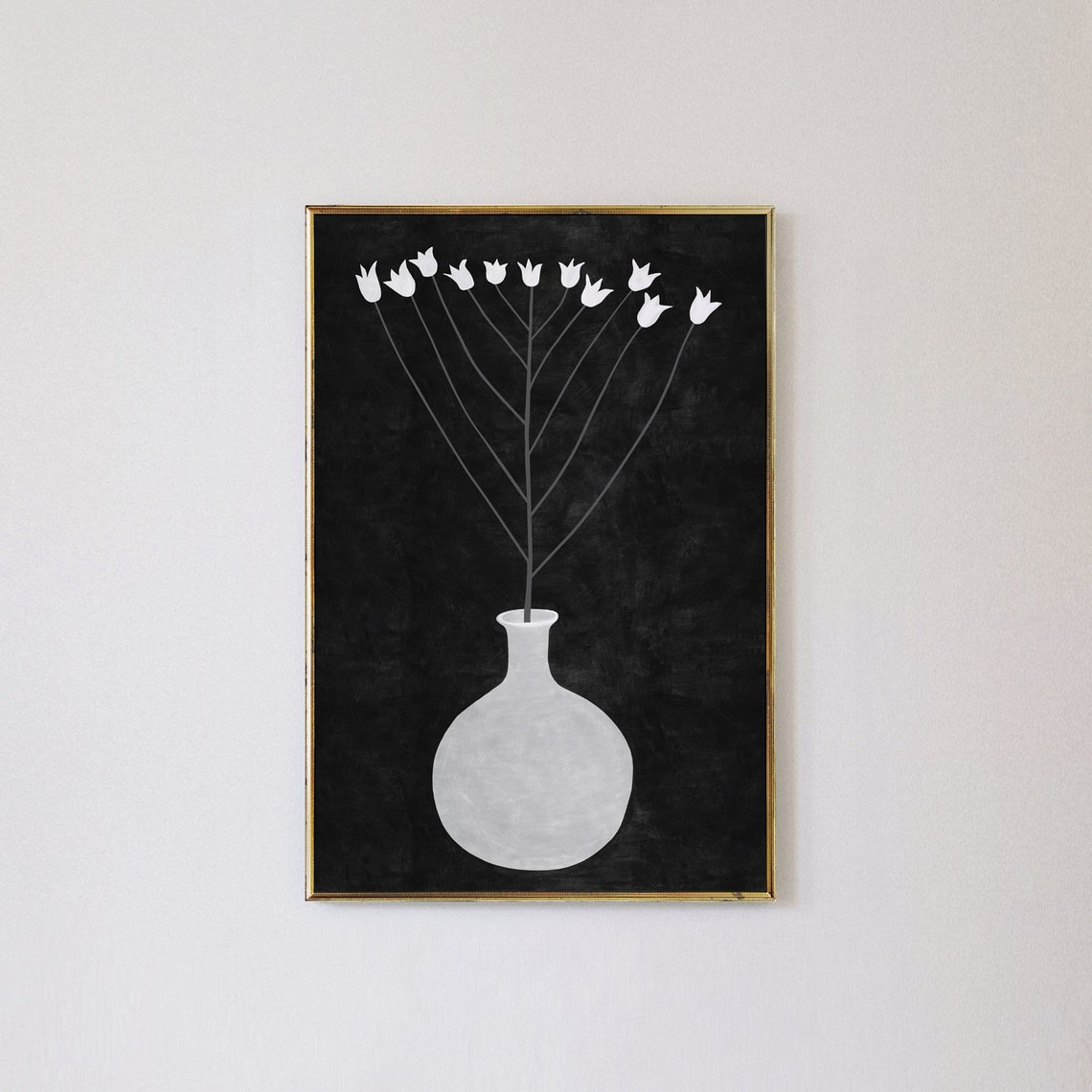 Flower in a Vase, Black and White Minimalist Art Print - Image 2