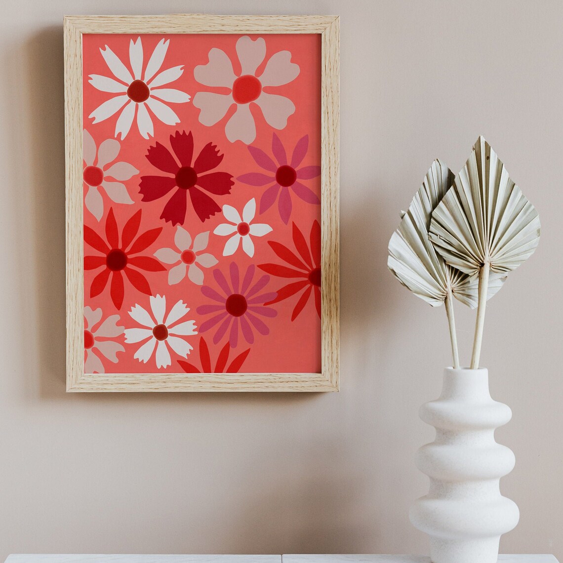Floral Abstract Flowers Poster, Boho Style Art Print - Image 3