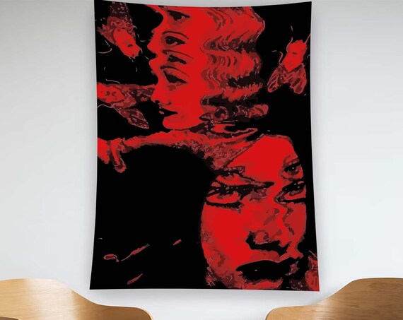 Tree Gothic Art Print, Red Minimalist Witch Decor