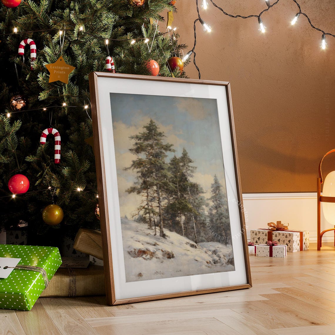 Vintage Winter Landscape Painting Vintage Christmas Wall Art Forest Wall Art Christmas Decor Moody Wall Art Nature Wall Art Seasonal Art 232 - Image 3