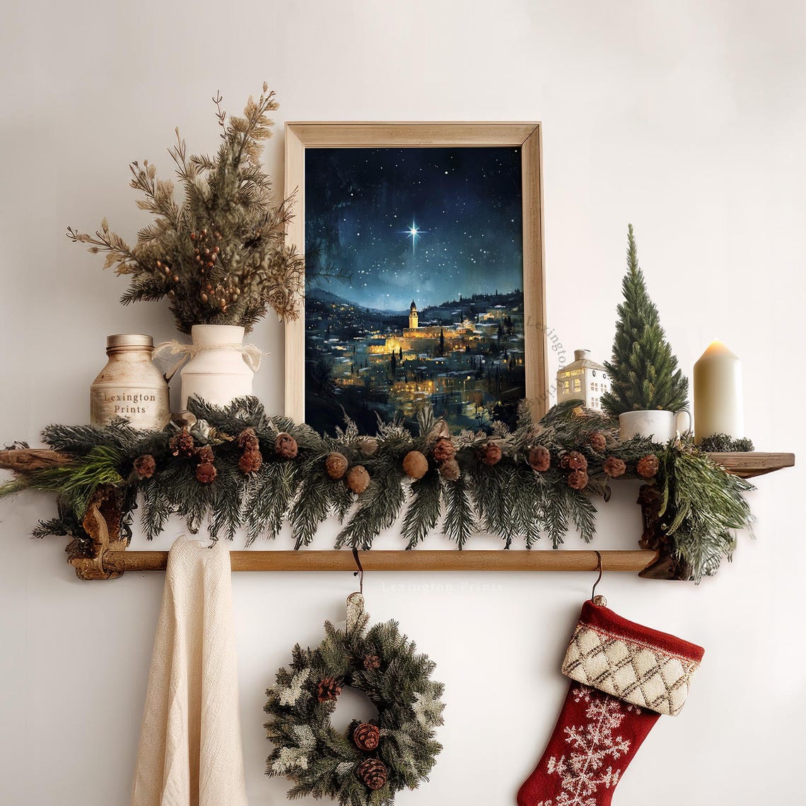 Bethlehem Starry Night Nativity Town Christmas Painting Poster - Image 7