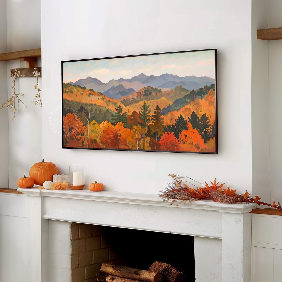 Autumn Mountain Valley Landscape Fall Foliage Painting Poster - Image 7