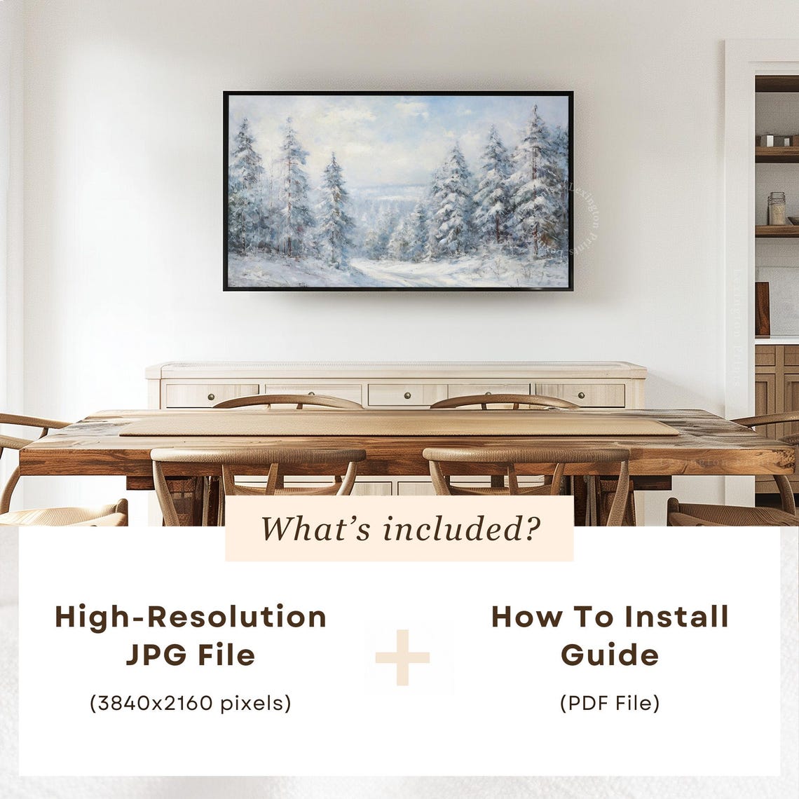 Snowy Evergreen Forest Winter Landscape Bright Morning Frame TV Poster - Image 5