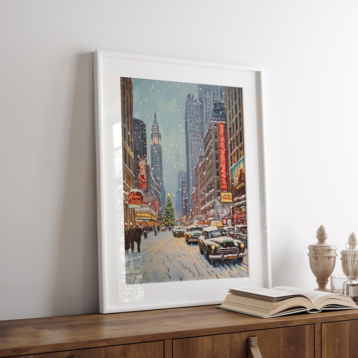 Winter In New York City Print Christmas Wall Art Christmas Prints Winter Wall Art Holiday Decor Vintage City Poster Retro 799 - Image 7