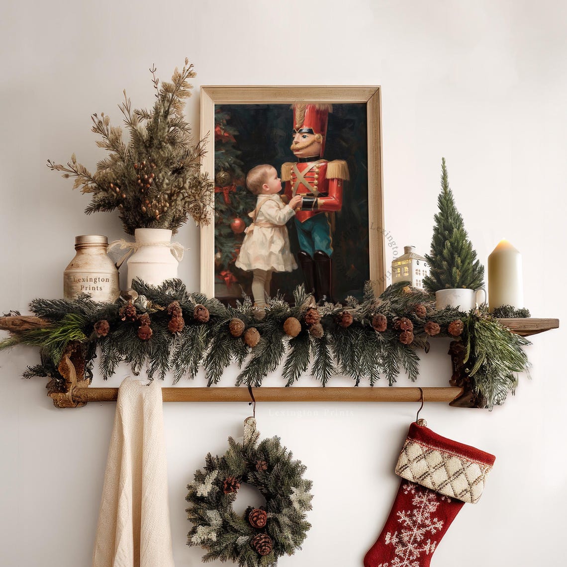 Toddler Girl with a Nutcracker Christmas Vintage Painting Poster - Image 6