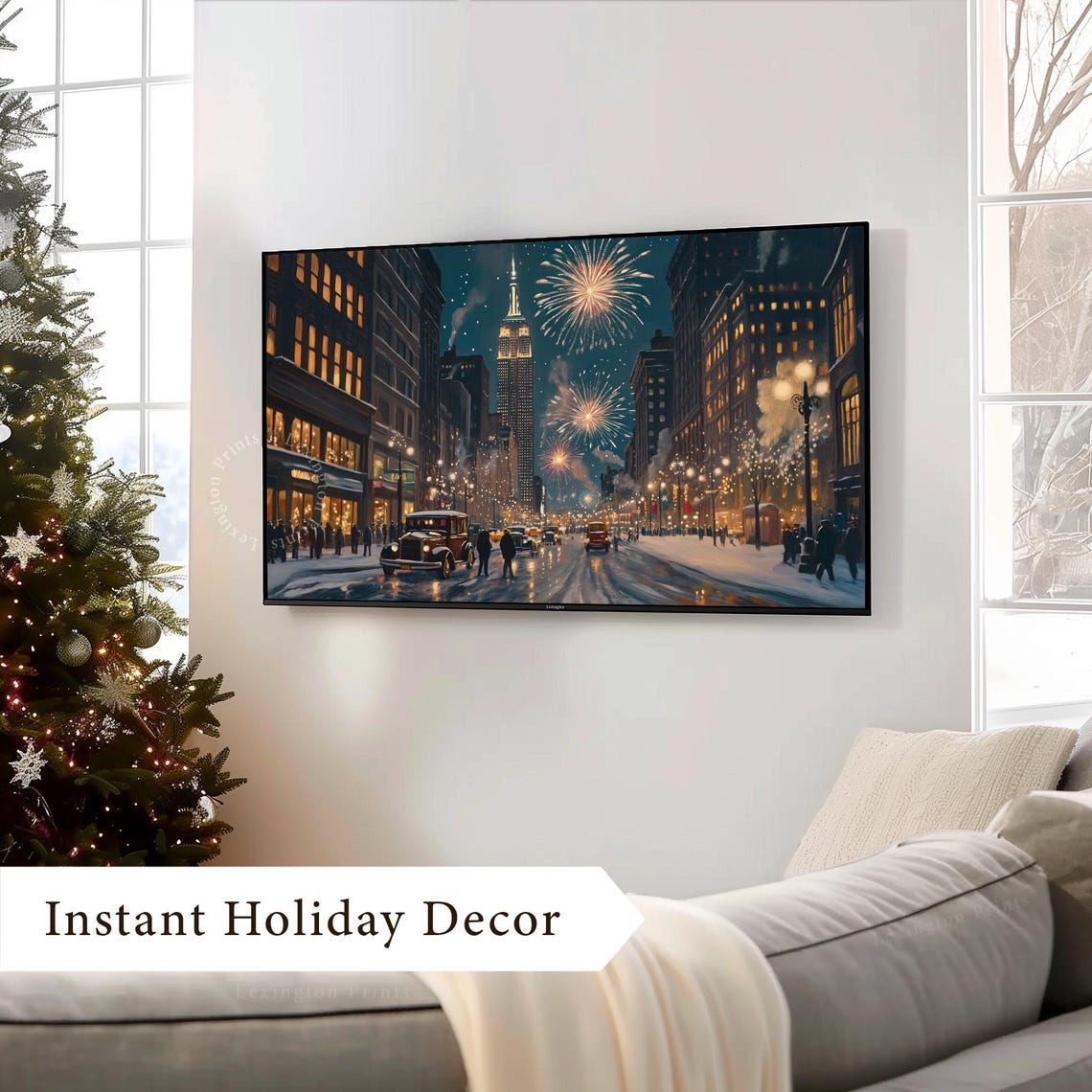 Vintage City New Years Fireworks Tv Art New Years Frame Tv Art Winter Tv Art New Years Party Art Holiday Decor Christmas Tv Art Nye 973 - Image 4