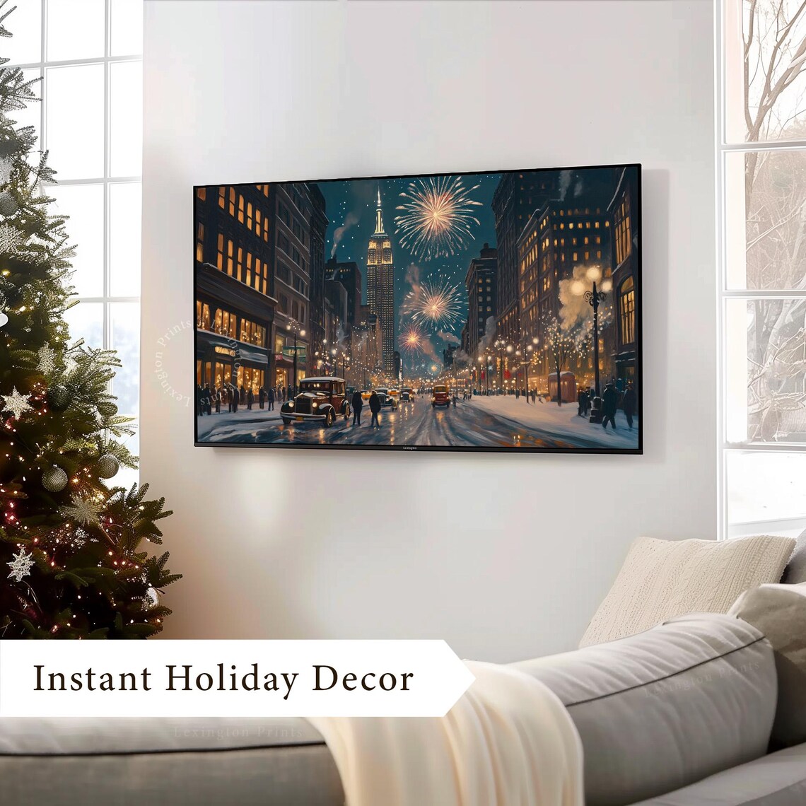 Vintage New York City New Year Eve Fireworks Night Street Poster - Image 4