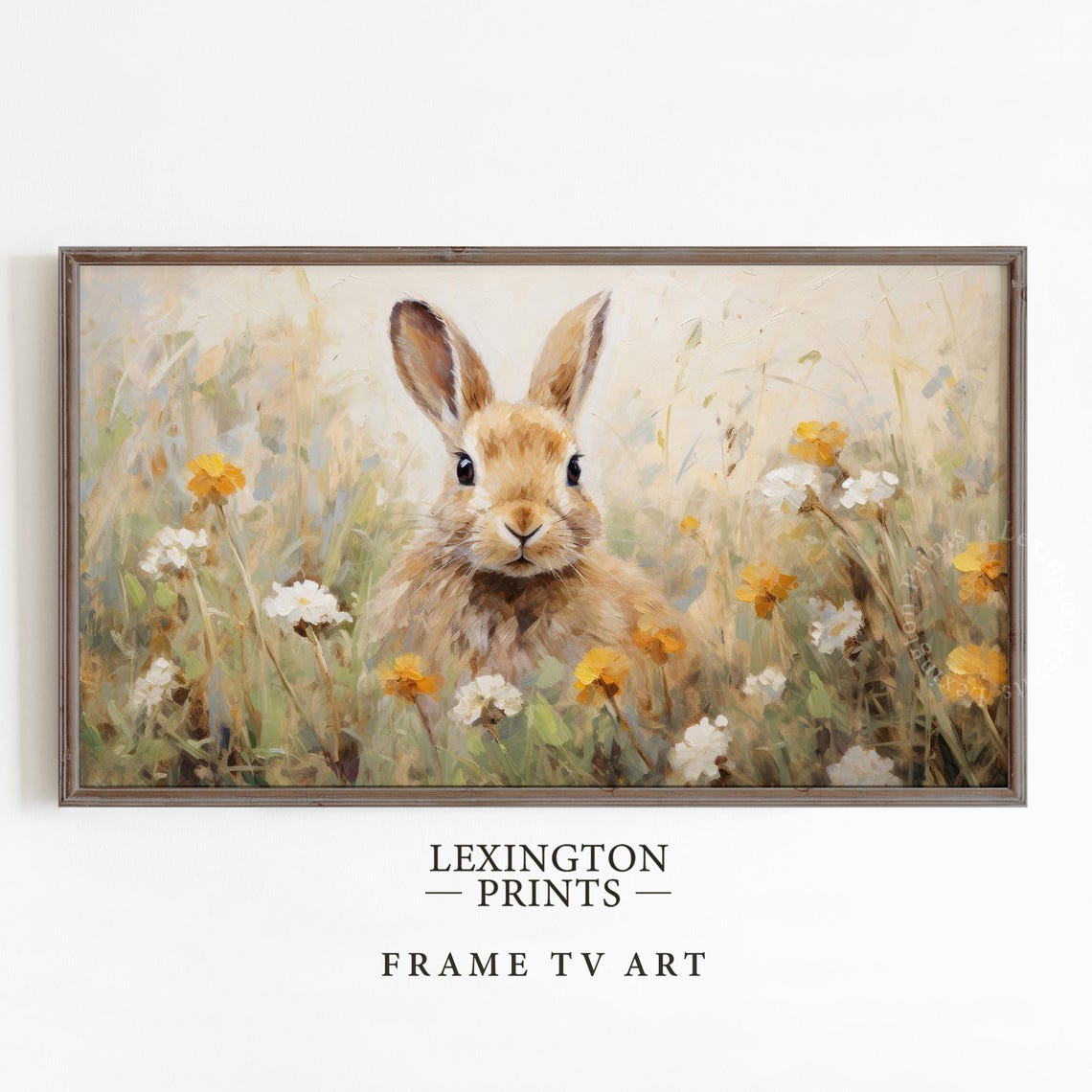 Bunny Rabbit in Spring Wildflower Field Cute Easter Decor Poster - Image 2