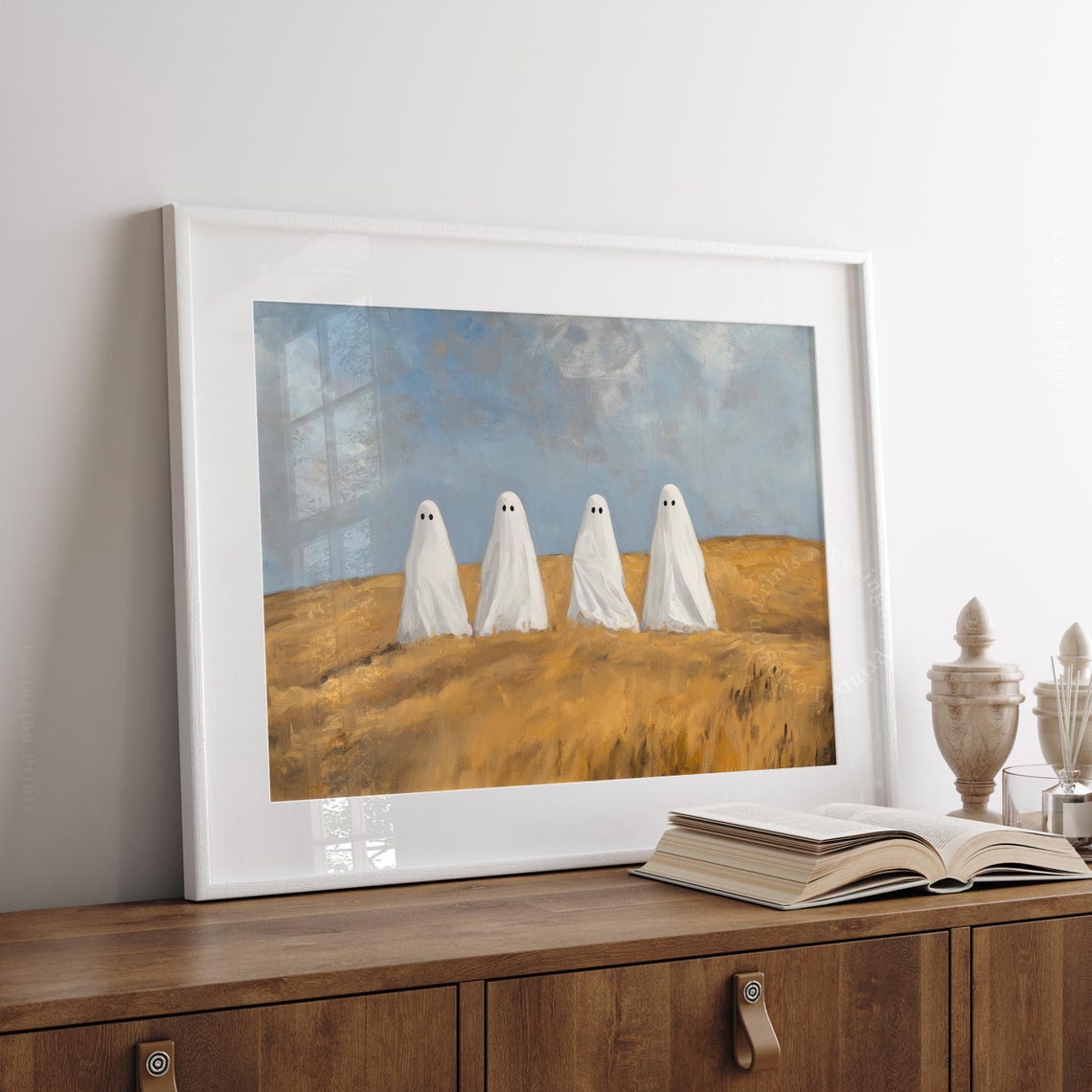 Halloween Ghost Landscape Print Halloween Wall Art Cute Ghost Print Rustic Halloween Decor Fall Print Trendy Ghost Poster 830 - Image 5