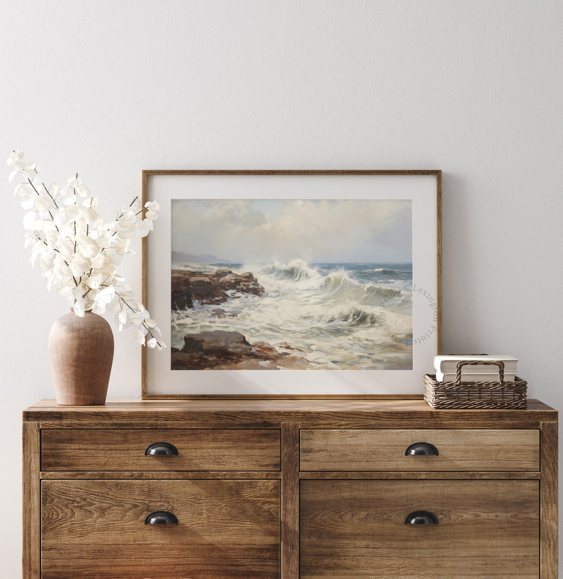 Moody Coastal Landscape Painting Vintage Coastal Print Beach Print Ocean Wall Art Dark Summer Print Oil Painting Vintage Art 680 - Image 8