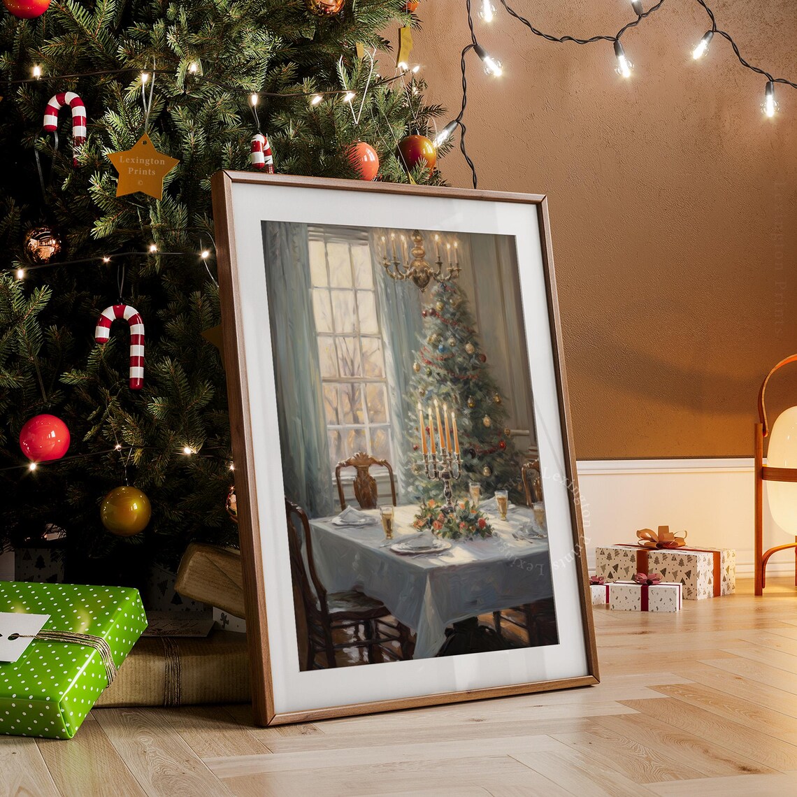 Vintage Christmas Oil Painting Christmas Wall Art Christmas Tree Living Room Wall Art Farmhouse Winter Kitchen Christmas Decor 229 - Image 7