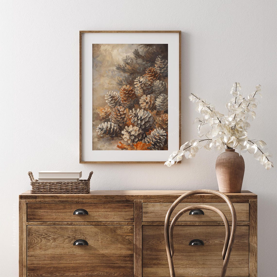 Pine Cones Cluster in Warm Neutral Tones Botanical Fall Poster - Image 3