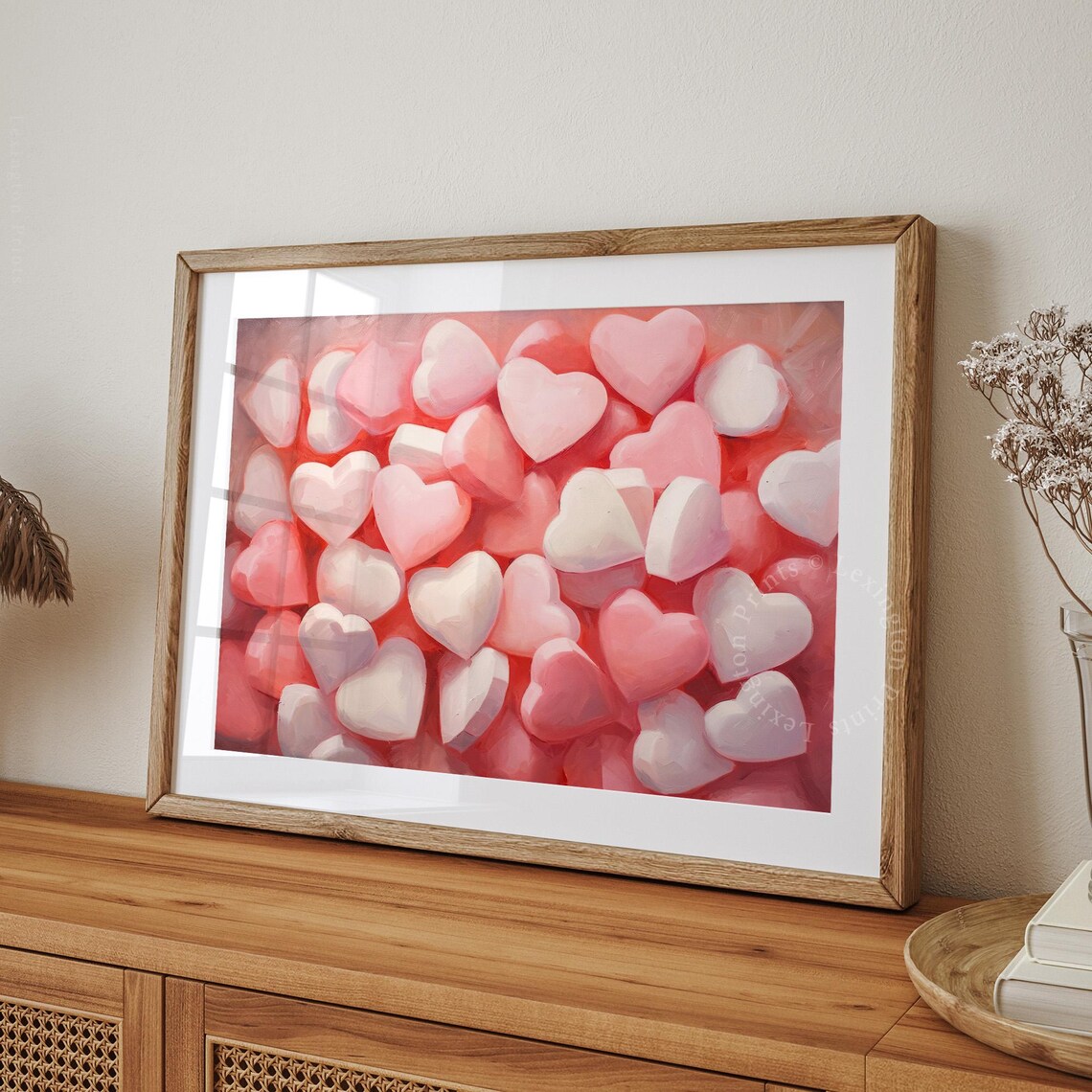 Pink and White Candy Hearts Pile Valentine Sweet Treat Love Art Print - Image 7