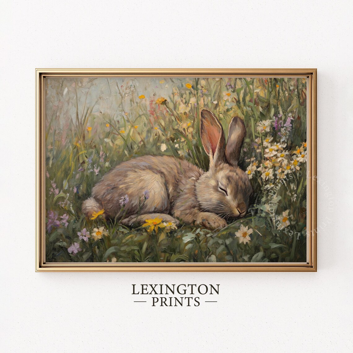 Sleeping Bunny Spring Wall Art, Wildflower Field Decor - Image 5