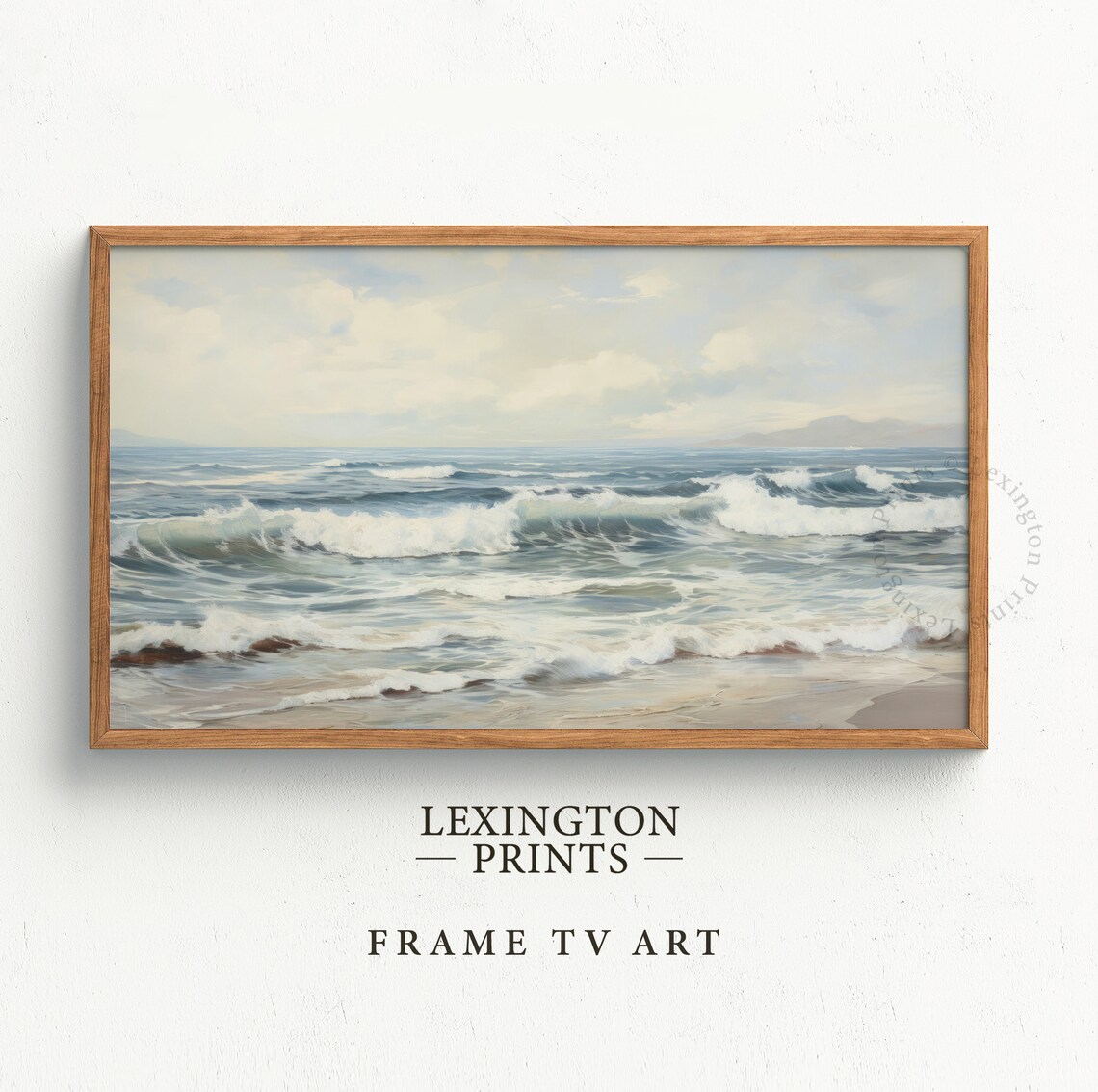 Ocean Waves Frame TV Art Vintage Seascape Oil Painting Poster - Image 2