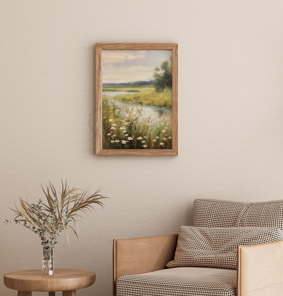 Wildflower Field Vintage Landscape Art Print - Image 3