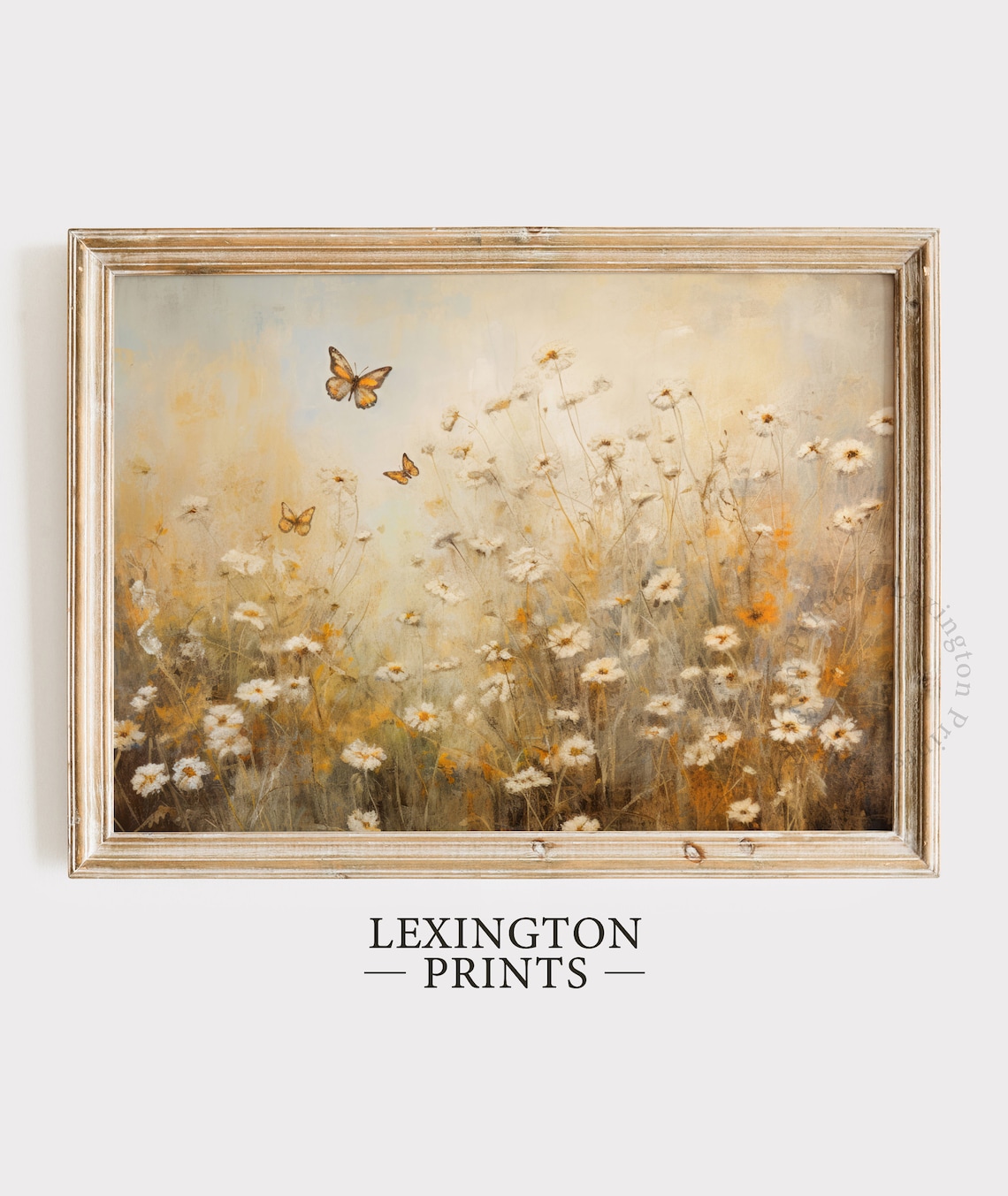 Wildflower Meadow Butterflies Warm Spring Vintage Floral Poster