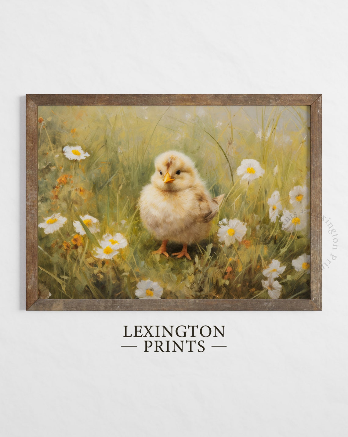 Baby Chick in Wildflower Meadow Vintage Spring Easter Art Poster - Image 2