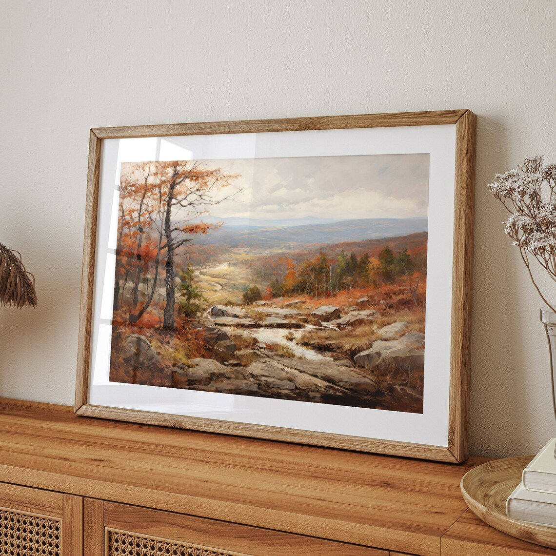 Rocky Autumn Valley River Vintage Oil Painting Landscape Poster - Image 8
