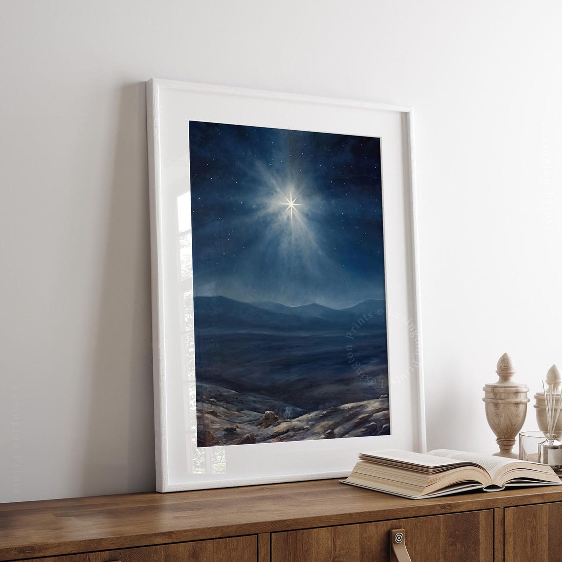Christmas Star Christian Wall Art Christian Cross Art Christmas Wall Art Christmas Print Oil Painting Christian Jesus Art Nativity Star 395 - Image 3
